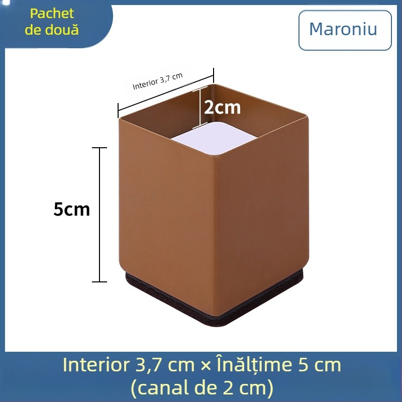Padă pentru picioare din oțel carbon cu caneluri pentru picioarele de canapea și masă, formă pătrată, antiderapant, înălțime 2 cm, stil minimalist modern