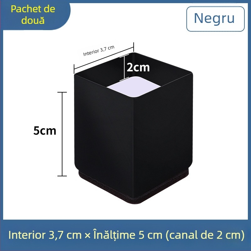 Padă pentru picioare din oțel carbon cu caneluri pentru picioarele de canapea și masă, formă pătrată, antiderapant, înălțime 2 cm, stil minimalist modern