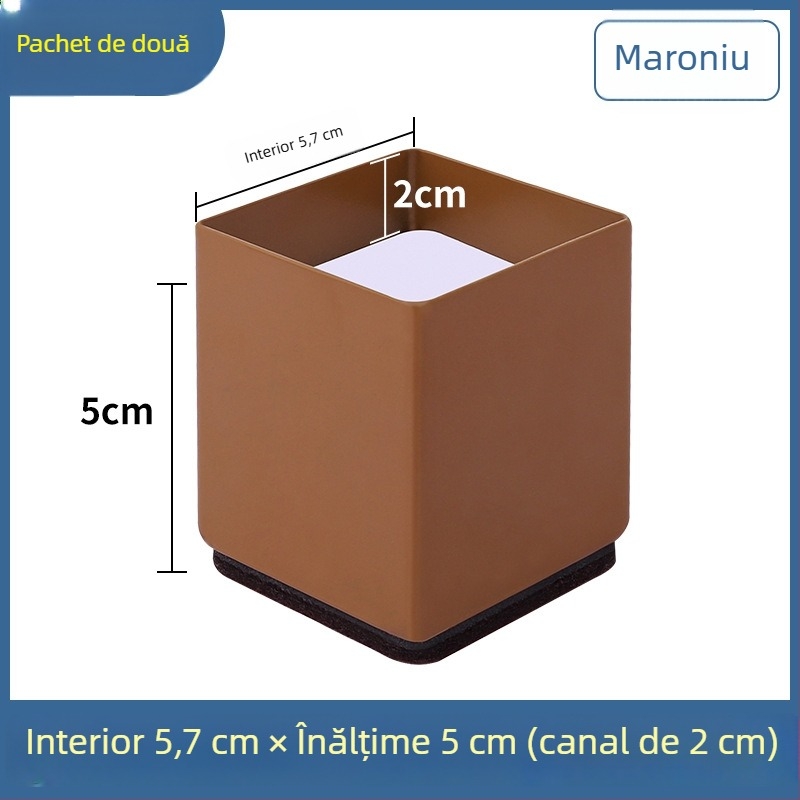 Padă pentru picioare din oțel carbon cu caneluri pentru picioarele de canapea și masă, formă pătrată, antiderapant, înălțime 2 cm, stil minimalist modern