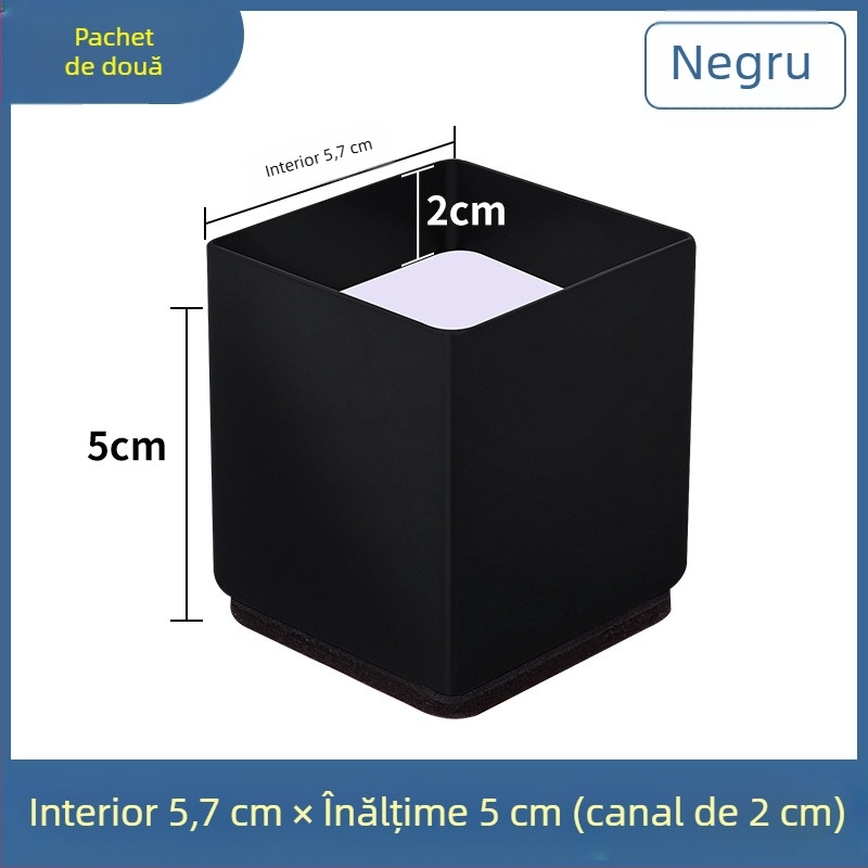 Padă pentru picioare din oțel carbon cu caneluri pentru picioarele de canapea și masă, formă pătrată, antiderapant, înălțime 2 cm, stil minimalist modern