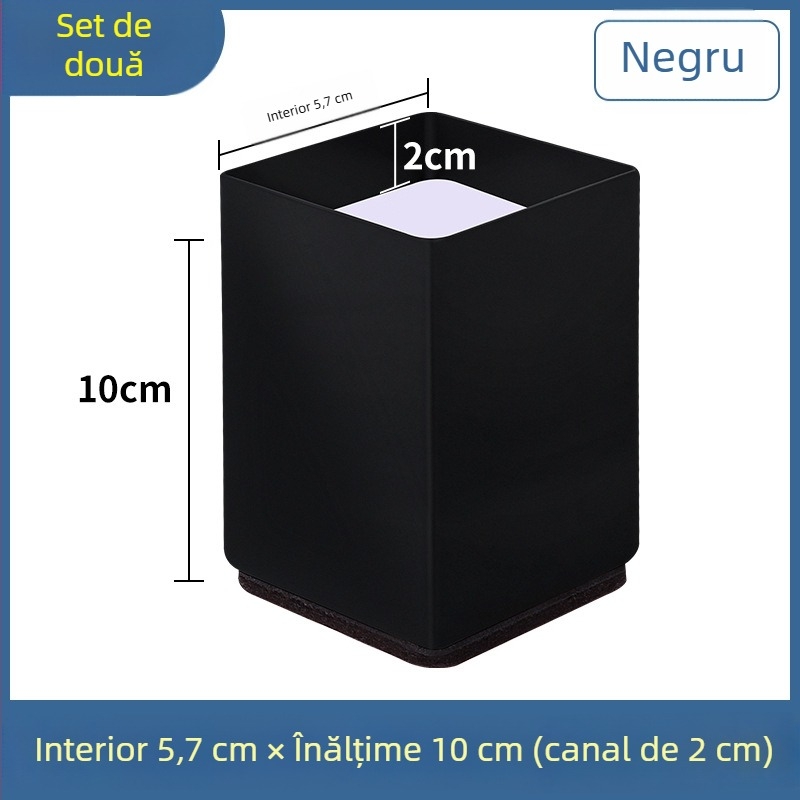 Padă pentru picioare din oțel carbon cu caneluri pentru picioarele de canapea și masă, formă pătrată, antiderapant, înălțime 2 cm, stil minimalist modern