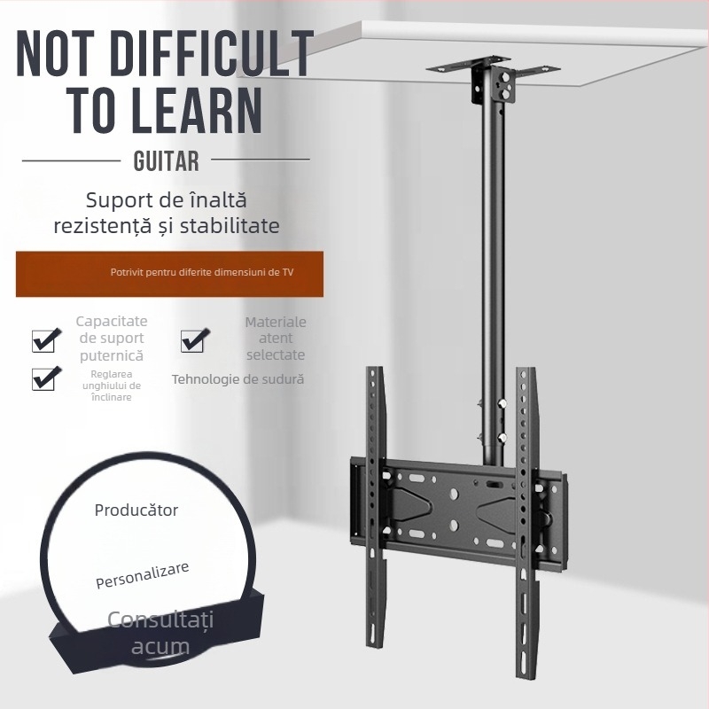 Suport suspendat pentru televizor, montaj pe tavan, structură metalică, compatibil Smart TV, model DJCB-03, capacitate 40 kg