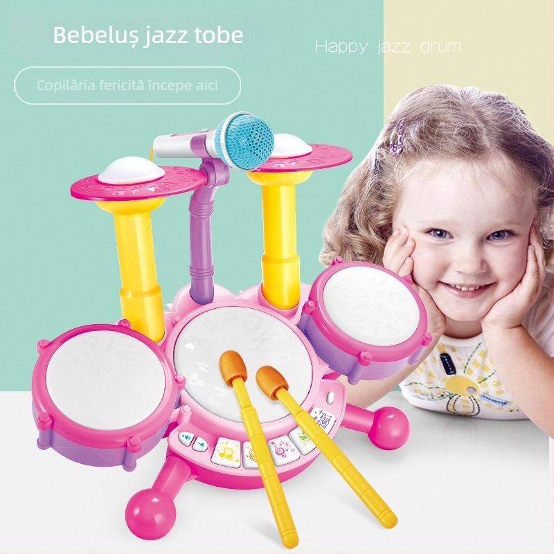 Set de tobe pentru copii cu muzică și iluminare (Plastic; pentru copii 4-6 ani; jucărie educativă; instrumente de percuție occidentale)