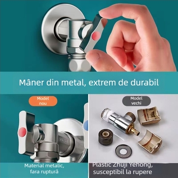 Ventil unghiular pentru apă, acționare manuală, controlul fluxului