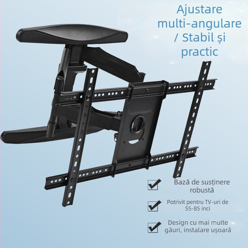 Suport universal de perete pentru televizor, rotativ și telescopic, extensibil, din oțel laminat la rece