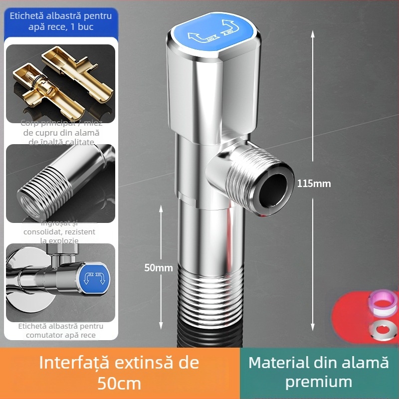 Ventil triunghiular din cupru pentru boiler cu conector prelungit îngroșat și supapă în formă de opt