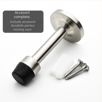 Stopper de ușă din oțel inoxidabil, model 913, montat pe perete, finisaj cu textură de sârmă