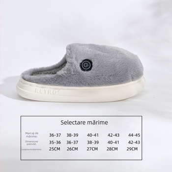 Papuci de casă unisex cu încălzire reîncărcabilă, USB, partea superioară din catifea, talpă EVA