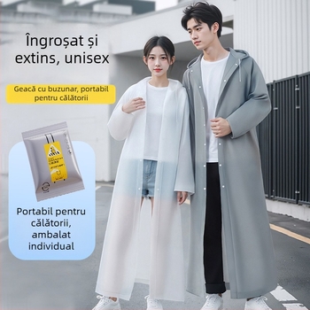 Pelerină de ploaie PEVA, de unică folosință, pentru adulți, lungă, pentru drumeții și activități în aer liber; material EVA 90 g