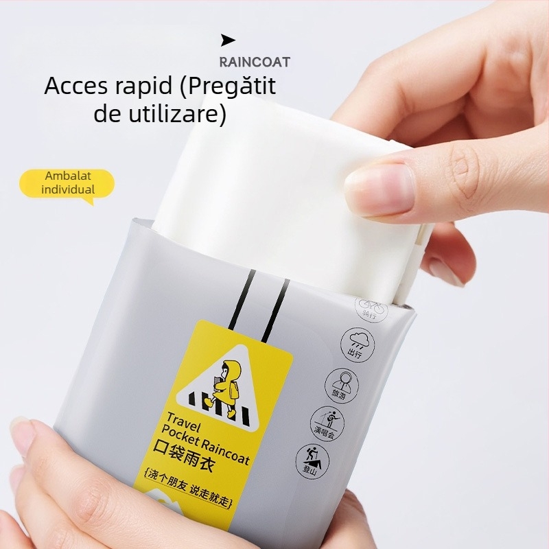 Pelerină de ploaie PEVA, de unică folosință, pentru adulți, lungă, pentru drumeții și activități în aer liber; material EVA 90 g