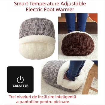 Papuci USB încălziți cu partea superioară velur, unisex, talpă TPE