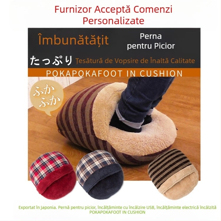 Papuci USB încălziți cu partea superioară velur, unisex, talpă TPE