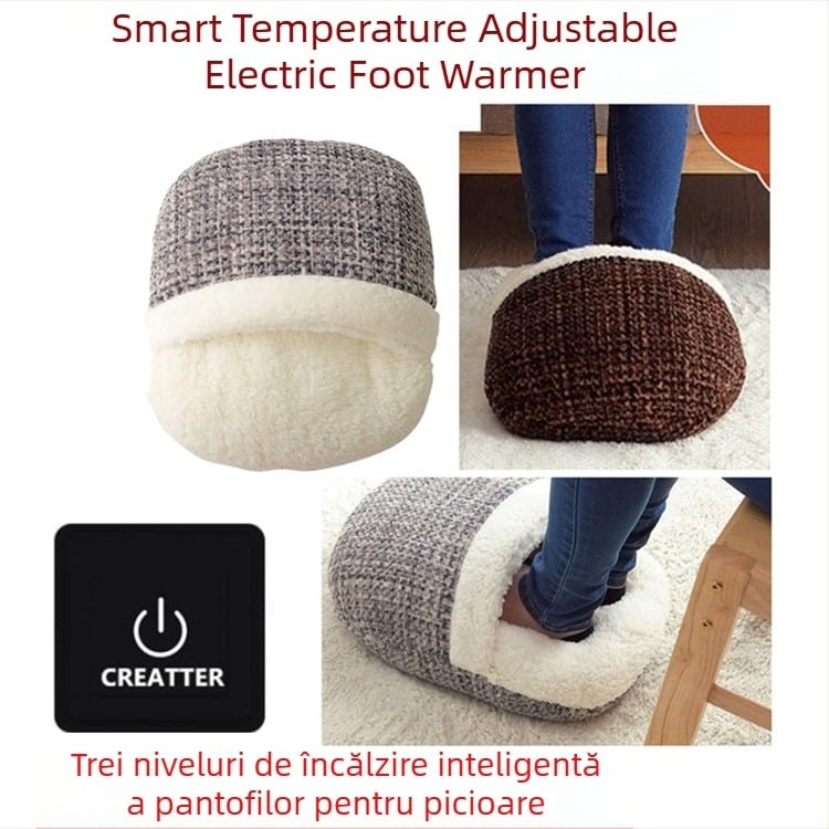 Papuci USB încălziți cu partea superioară velur, unisex, talpă TPE