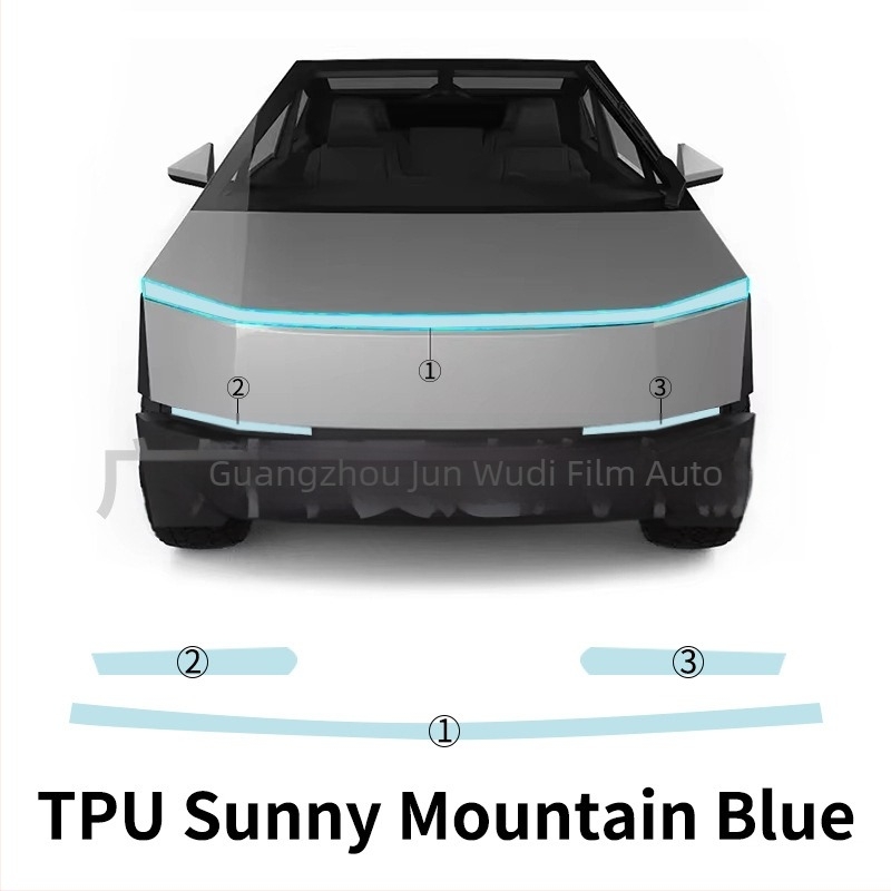 Film TPU pentru faruri cu control prin lumină, schimbă culoarea de la alb la mov, pentru Tesla Cybertruck