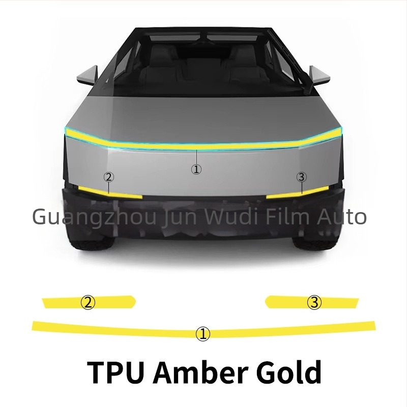 Film TPU pentru faruri cu control prin lumină, schimbă culoarea de la alb la mov, pentru Tesla Cybertruck