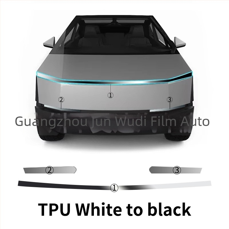 Film TPU pentru faruri cu control prin lumină, schimbă culoarea de la alb la mov, pentru Tesla Cybertruck