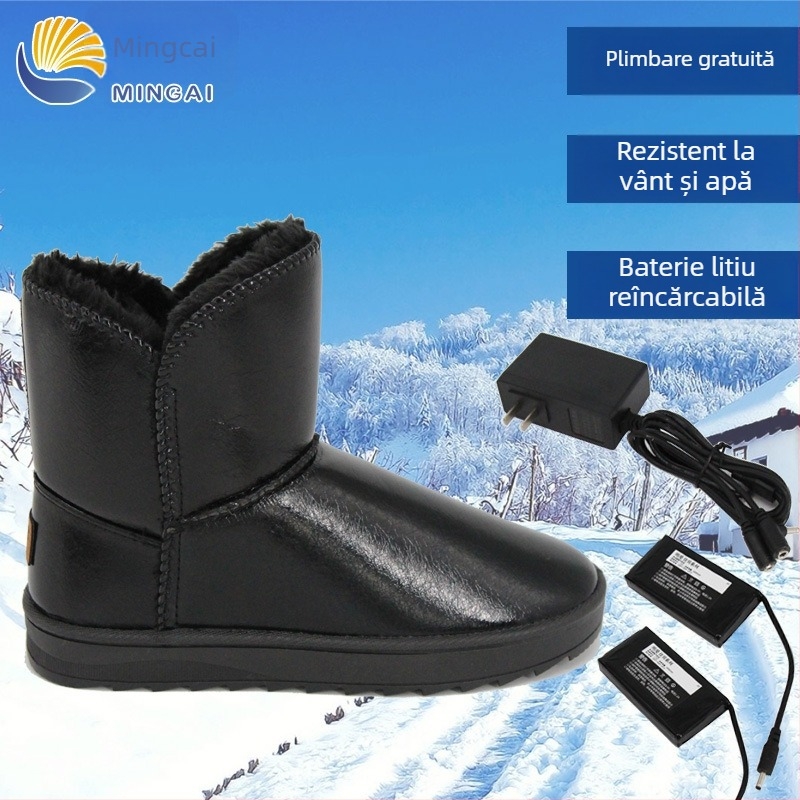 Pantofi încălziți reîncărcabili cu elemente de încălzire din fibră de carbon, alimentare USB, baterie Li-ion 3000 mAh, 6-7 ore căldură