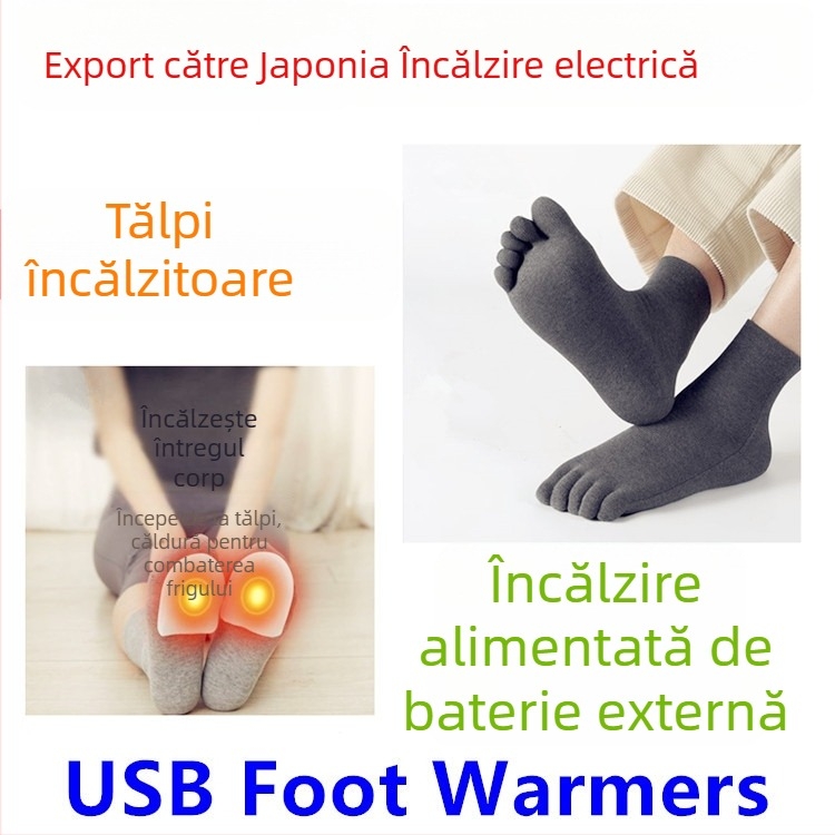 Șosete încălzite USB, partea superioară din bumbac, talpa din tendoane de vițel, unisex, încălzire USB, Creatter