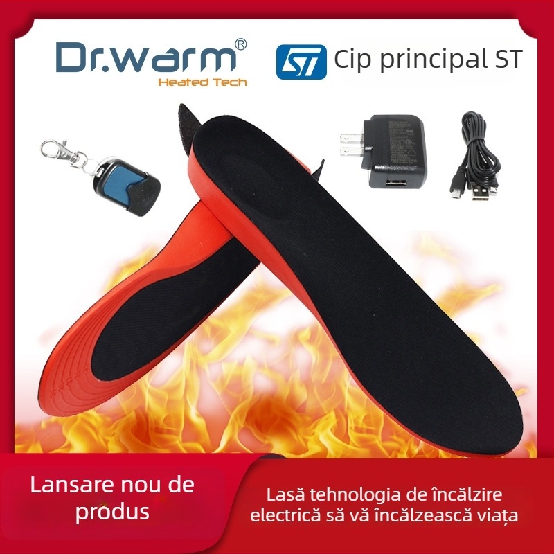 Talpă încălzită electric cu telecomandă pentru papuci, lavabilă, crește înălțimea, alimentare USB, unisex
