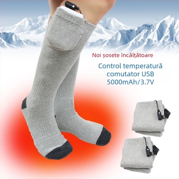 Șosete încălzite cu controlul temperaturii și comutator de încărcare, pentru schi în sezonul de iarnă, unisex
