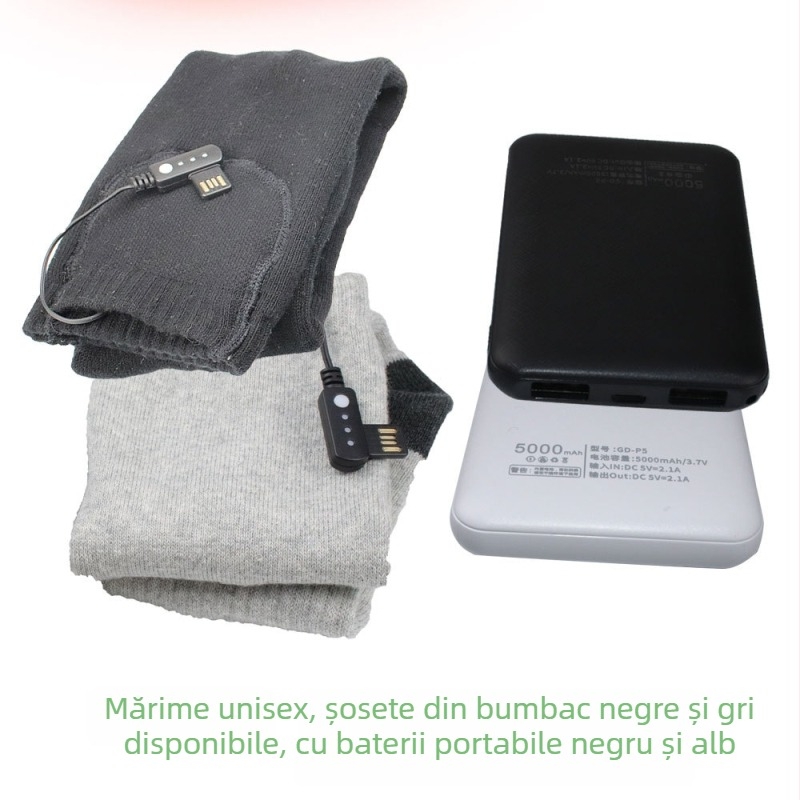 Șosete încălzite cu controlul temperaturii și comutator de încărcare, pentru schi în sezonul de iarnă, unisex