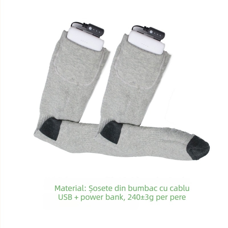 Șosete încălzite cu controlul temperaturii și comutator de încărcare, pentru schi în sezonul de iarnă, unisex