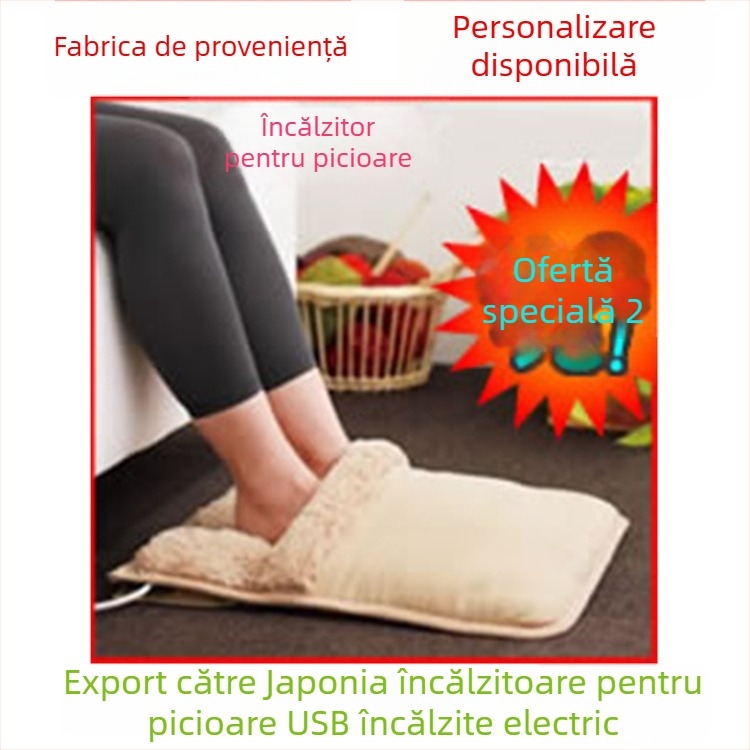 Creatter Papuci pluș USB încălziți, încălzitor electric pentru picioare, personalizabile