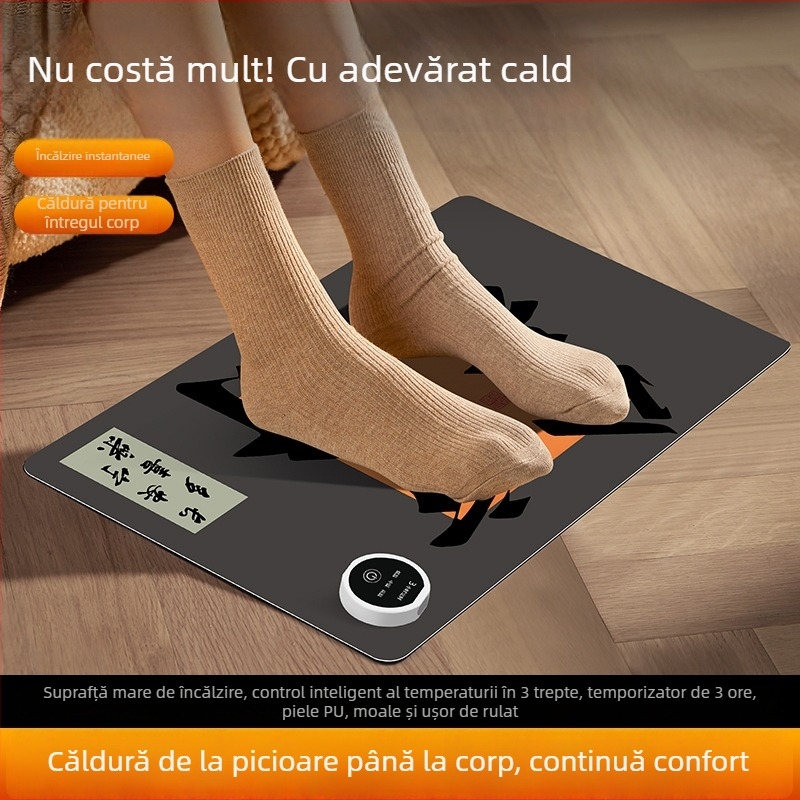 Încălzitor pentru picioare – sub masă, alimentat la priză, 220V, 70W, 3 niveluri de temperatură, piele PU