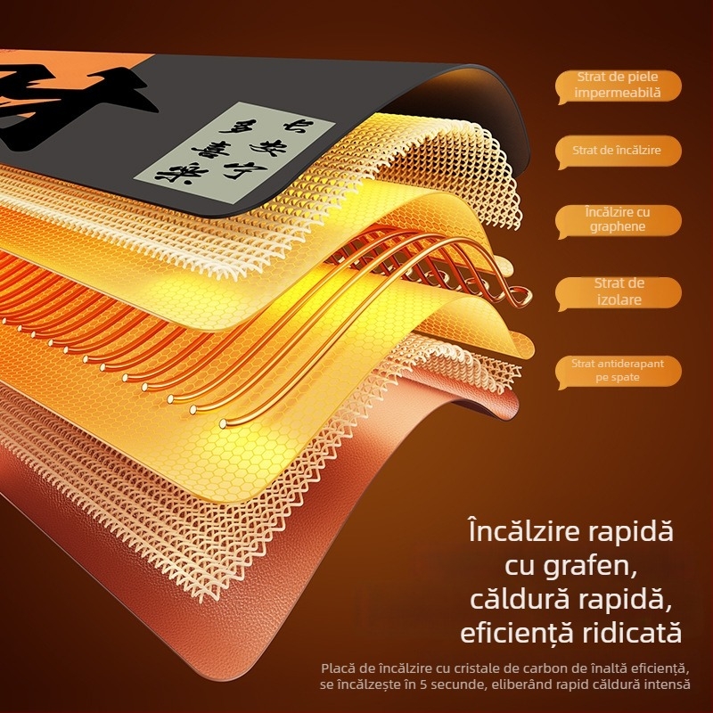 Încălzitor pentru picioare – sub masă, alimentat la priză, 220V, 70W, 3 niveluri de temperatură, piele PU