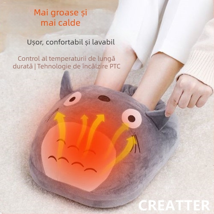 Papuci USB pentru încălzirea picioarelor, partea super moale din catifea, talpa din material textil și burete, unisex, personalizabile