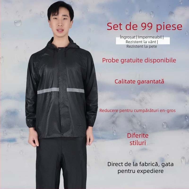 Poncă de ploaie profesională, cu design split, material Oxford, grosime 0,1 mm, strat PVC impermeabil, posibilitatea imprimării logo-ului