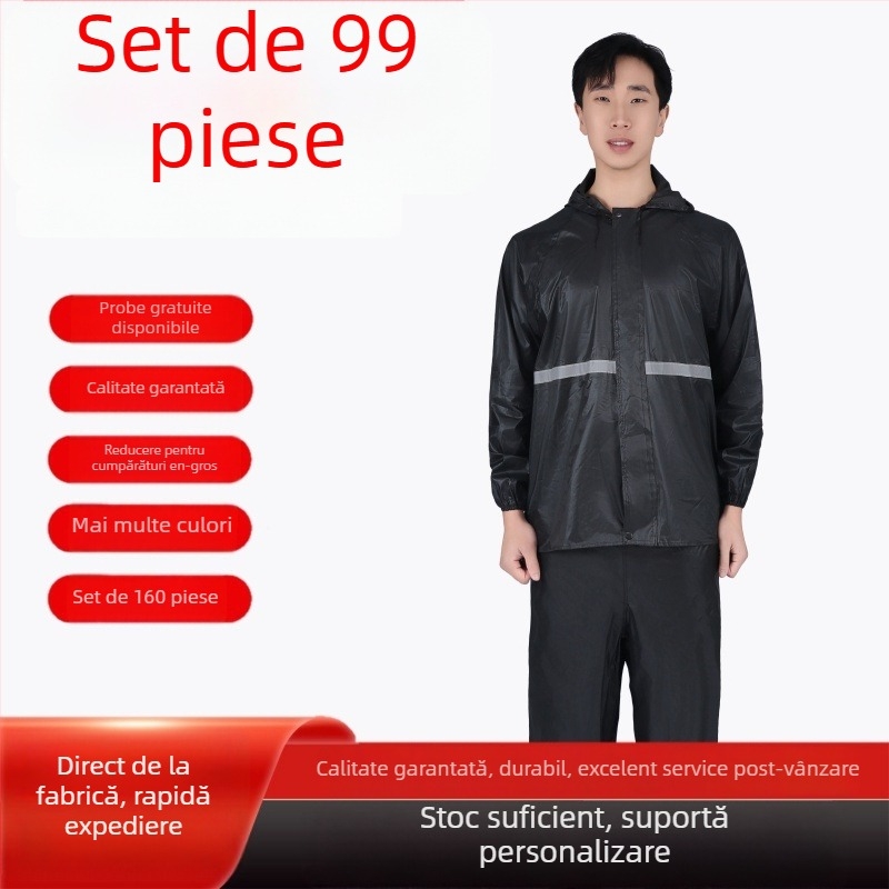 Poncă de ploaie profesională, cu design split, material Oxford, grosime 0,1 mm, strat PVC impermeabil, posibilitatea imprimării logo-ului