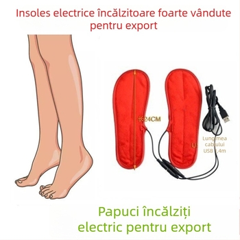 Papuci cu încălzire USB – unisex, partea superioară din catifea moale, talpă din material textil și spumă