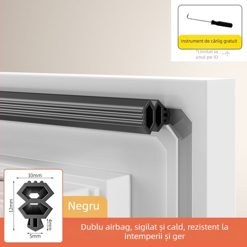 Bandă etanșare pentru ferestre din PVC și ferestre din aluminiu cu întrerupător termic; etanșare împotriva vântului și a curenților de aer iarna