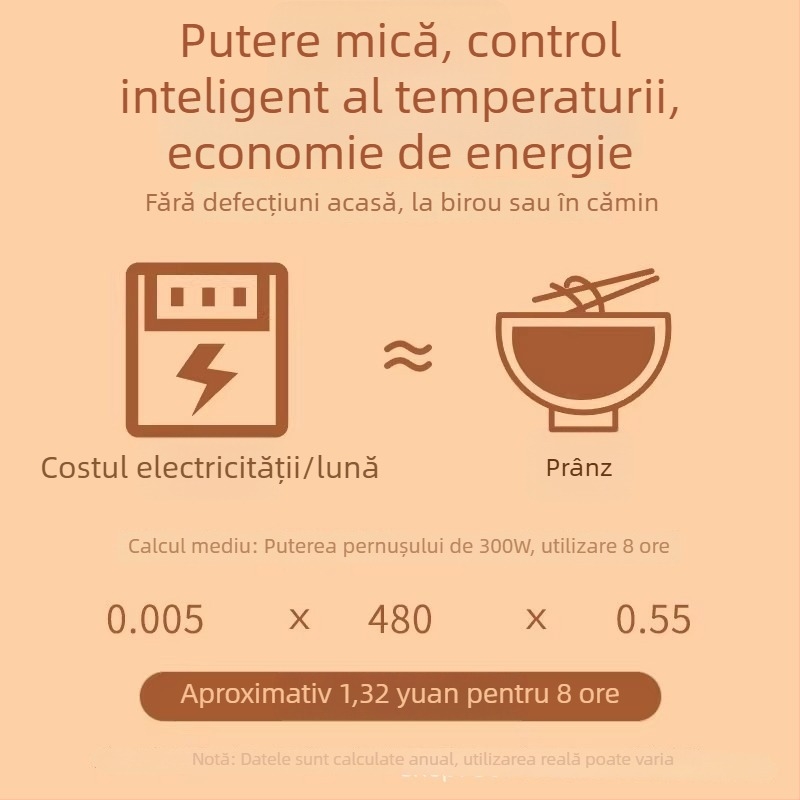 Încălzitor de picioare din lemn masiv, mecanic, 220V, 300W, comutator cu buton