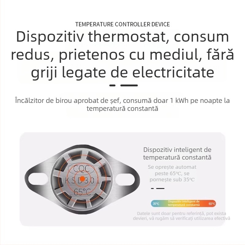 Încălzitor de picioare din lemn masiv, mecanic, 220V, 300W, comutator cu buton