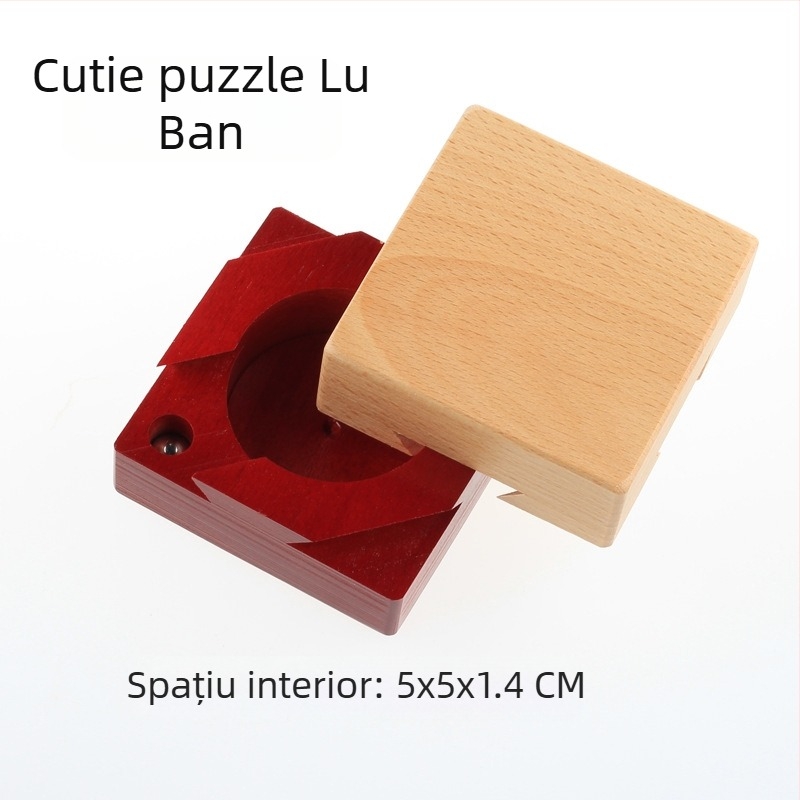 Cutie puzzle din lemn Kongming/Luban Lock – Deblocare, DIY, pentru 7–14 ani