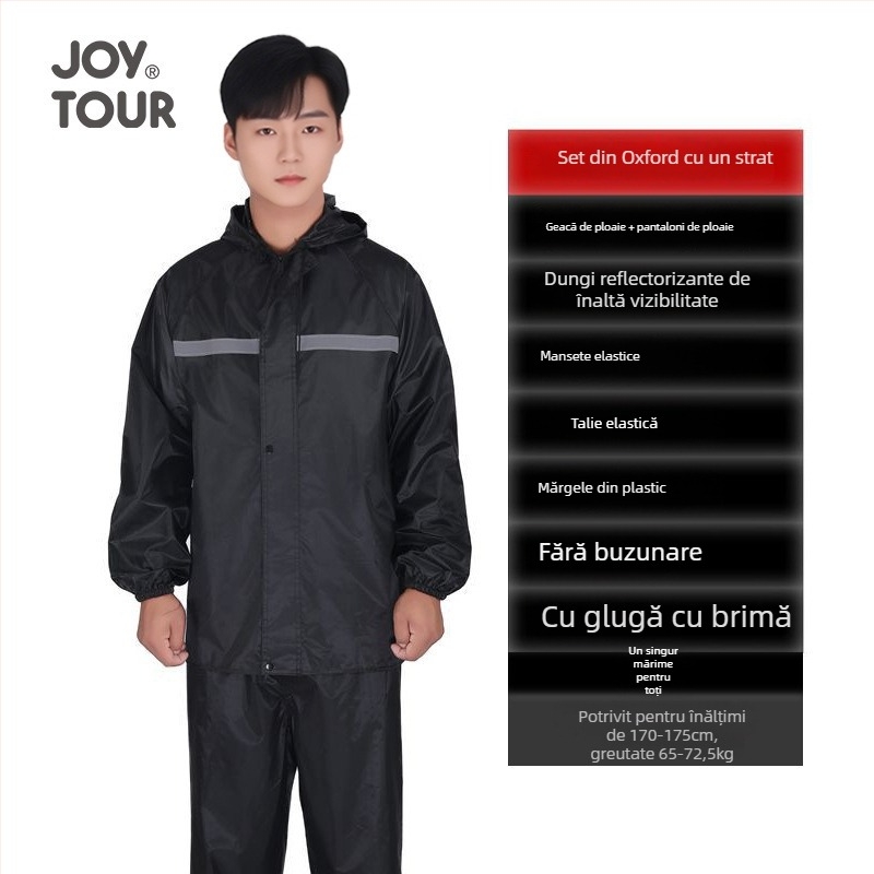Set impermeabil cu geacă despărțită și pantaloni pentru adulți — unisex, protecție completă împotriva ploii, țesătură Oxford, adeziv PU impermeabil