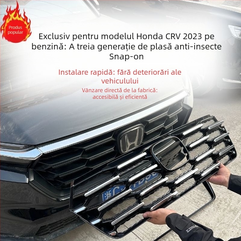CR-V 23-24 Plasă antiinsecte pentru grila radiatorului, montaj cu clipsuri, protecție rezervor de apă, accesoriu de înfrumusețare