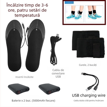 Tălpi electrice încălzite din EVA, talpă întreagă, cu posibilitate de tăiere, unisex, personalizabile