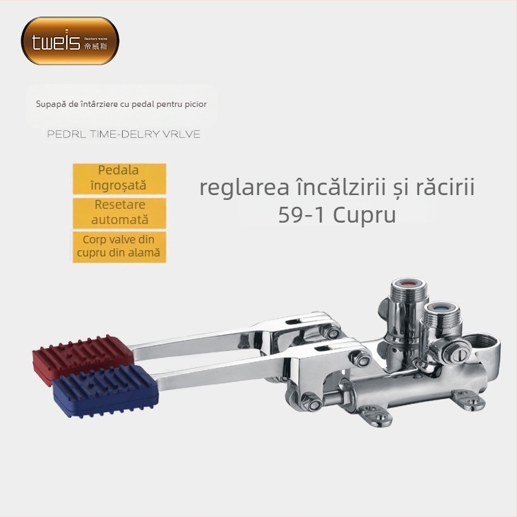 Robinet cu pedale din cupru pentru apă caldă și rece, model 6004, 4 ieșiri, 0.01-0.6 MPa, certificat CE