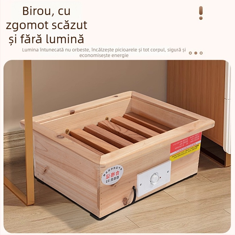 Încălzitor pentru picioare din lemn masiv, model CC-42, încălzitor electric cu consum redus, potrivit pentru casă și birou (Model CC-42, Lemn masiv, Consum redus)