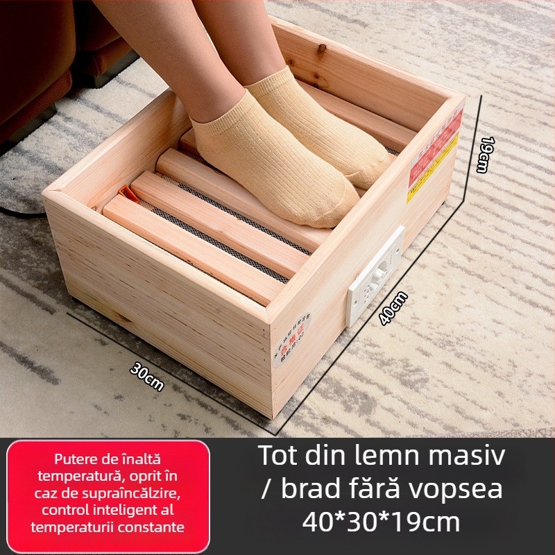 Încălzitor pentru picioare din lemn masiv, model CC-42, încălzitor electric cu consum redus, potrivit pentru casă și birou (Model CC-42, Lemn masiv, Consum redus)