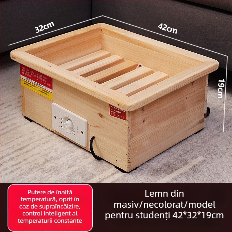 Încălzitor pentru picioare din lemn masiv, model CC-42, încălzitor electric cu consum redus, potrivit pentru casă și birou (Model CC-42, Lemn masiv, Consum redus)