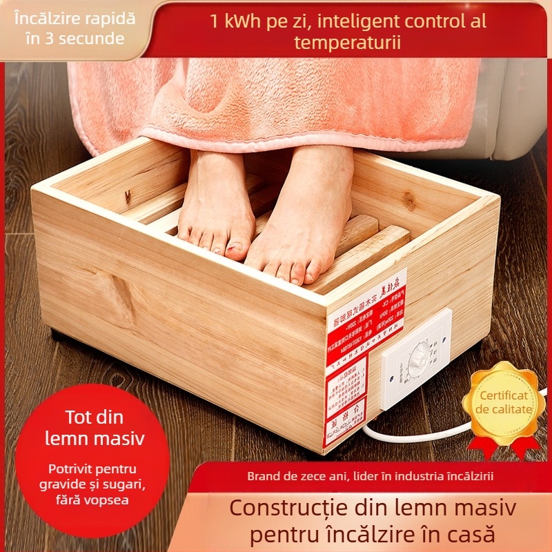 Încălzitor pentru picioare din lemn masiv, model CC-42, încălzitor electric cu consum redus, potrivit pentru casă și birou (Model CC-42, Lemn masiv, Consum redus)