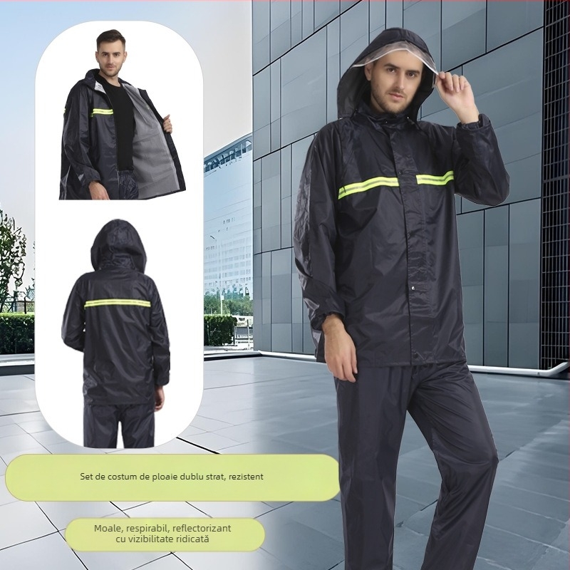 Runsheng Paradise impermeabil split pentru motocicletă, protecție dublă pentru bărbați, reflectorizant, îmbrăcăminte de ploaie pentru ciclism – unisex