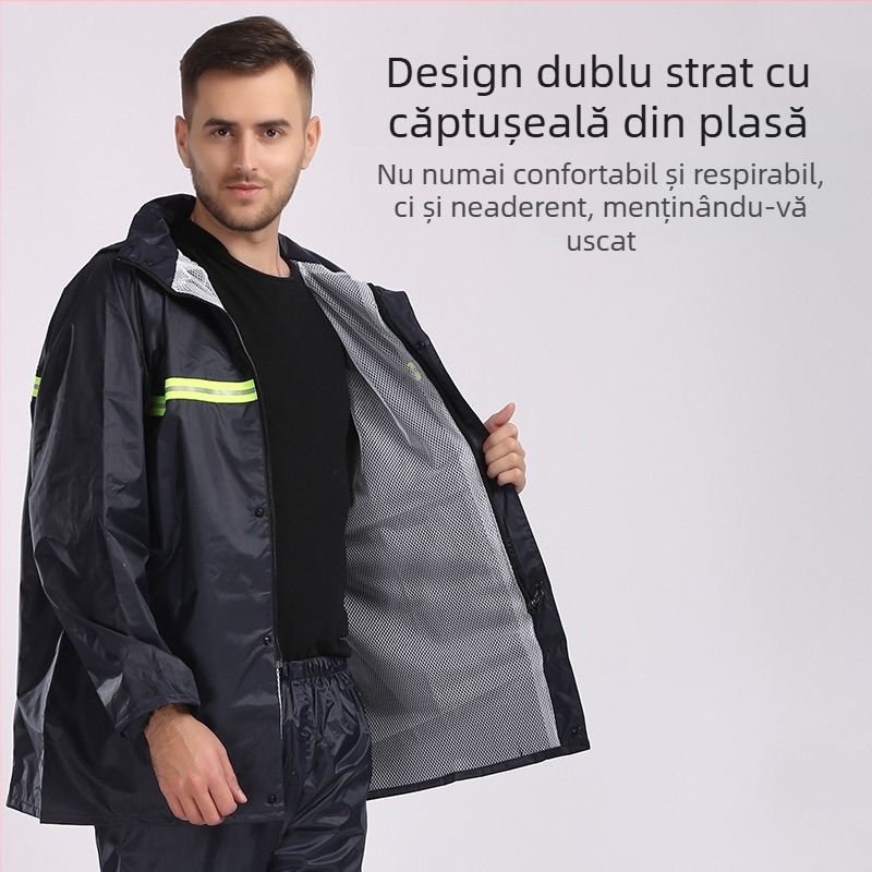 Runsheng Paradise impermeabil split pentru motocicletă, protecție dublă pentru bărbați, reflectorizant, îmbrăcăminte de ploaie pentru ciclism – unisex