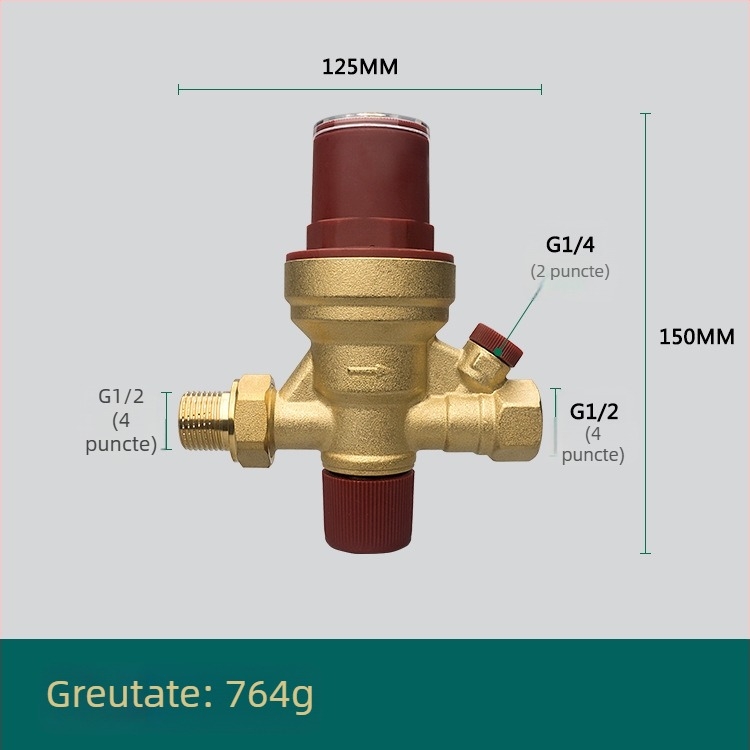 Ventil de reumplere automată a apei cu reglaj vizual pentru centrala de aer condiționat și încălzire prin pardoseală, corp din cupru/aliaje de cupru, DN15, filet exterior/interior, acționare hidraulică, flux unic