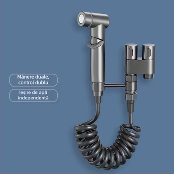 Valvă spray pentru toaletă din cupru, 1 intrare-2 ieșiri, jet de apă la presiune înaltă, robinet unghiular, Super Clean