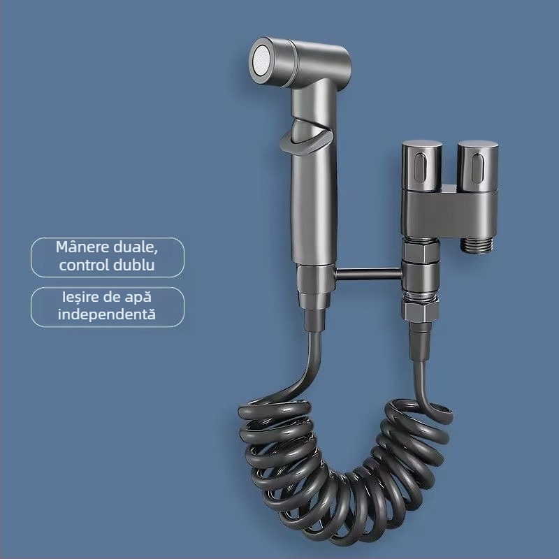 Valvă spray pentru toaletă din cupru, 1 intrare-2 ieșiri, jet de apă la presiune înaltă, robinet unghiular, Super Clean